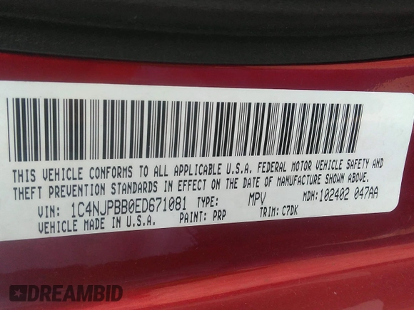 2014 Jeep Patriot Sport z VIN 1C4NJPBB0ED671081, wystawiony jako IAAI lot #42331803 z przebiegiem 130 771 mil mil oraz . Historia ofert i sprzedaży dostępna na DreamBid. Obrazek 9.