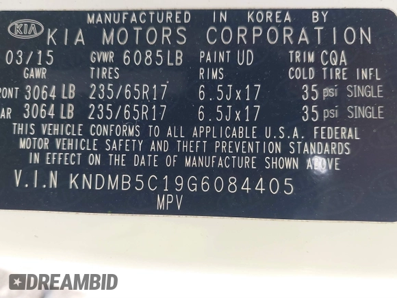 2016 Kia Sedona LX with VIN KNDMB5C19G6084405, listed as a IAAI auction lot 41211452 with 88,783 mi miles. Bid and sale history available at carsss.com. Image 9.