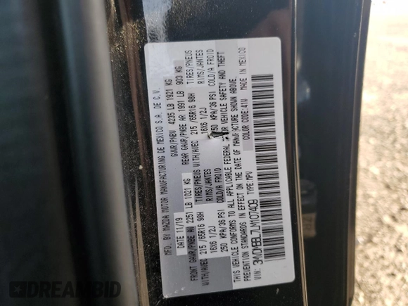 2020 Mazda CX-30 with VIN 3MVDMBBL7LM107409, listed as a Copart auction lot 77851014 with 102,182 mi miles and Non Repairable. Bid and sale history available at DreamBid. Image 13.