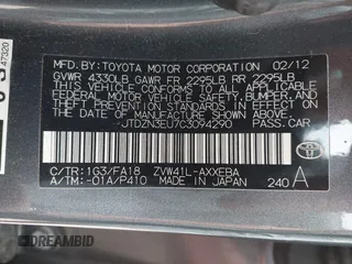 2012 Toyota Prius Two z VIN JTDZN3EU7C3094290, wystawiony jako IAAI lot #42223111 z przebiegiem 186 823 mil mil oraz . Historia ofert i sprzedaży dostępna na DreamBid. Obrazek 9.