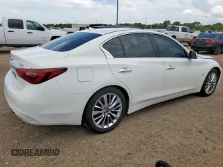 2018 Infiniti Q50 Luxe with VIN JN1EV7AP9JM592281, listed as a Copart auction lot 63676555 with 40,249 mi miles and Salvage title. Bid and sale history available at DreamBid. Image 3.