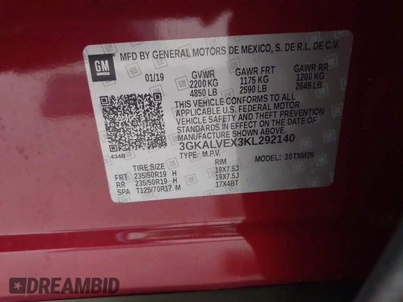 2019 GMC Terrain SLT with VIN 3GKALVEX3KL292140, listed as a IAAI auction lot 41910533 with 24,863 mi miles. Bid and sale history available at carsss.com. Image 9.