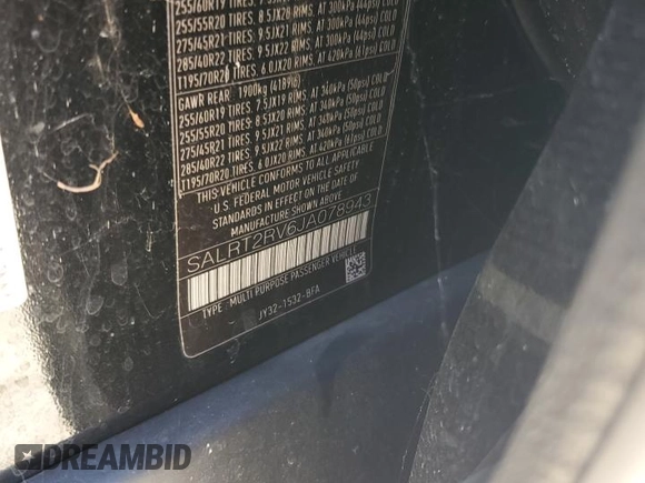 2018 Land Rover Discovery HSE Luxury with VIN SALRT2RV6JA078943, listed as a Copart auction lot 76582804 with Not Provided miles and Salvage Title. Bid and sale history available at DreamBid. Image 13.