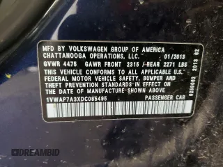 2013 Volkswagen Passat Wolfsburg Edition с VIN 1VWAP7A3XDC085495, выставлен на аукционе Copart как лот 56910795 с пробегом 89 128 миль миль и Списание • Salvage title. История ставок и продаж доступна на DreamBid. Изображение 13.