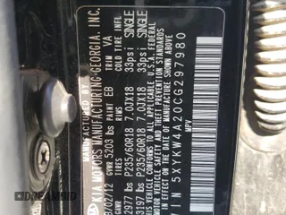 2012 Kia Sorento SX with VIN 5XYKW4A20CG297980, listed as a Copart auction lot 64844745 with 171,239 mi miles and Clean title. Bid and sale history available at DreamBid. Image 12.