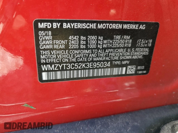 2019 MINI Countryman Cooper S с VIN WMZYT3C52K3E95034, выставлен на аукционе Copart как лот 52430025 с пробегом 44 484 миль миль и Списание • Salvage title. История ставок и продаж доступна на DreamBid. Изображение 13.