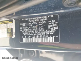 2011 Hyundai Santa Fe GLS with VIN 5XYZGDAB9BG076212, listed as a IAAI auction lot 41784196 with 123,256 mi miles. Bid and sale history available at carsss.com. Image 9.