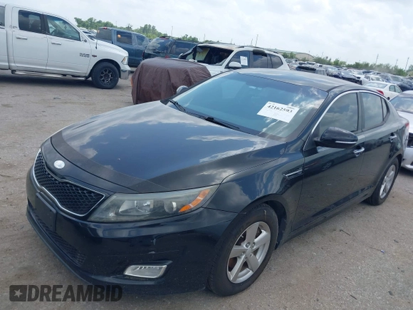 2015 Kia Optima LX with VIN 5XXGM4A7XFG457587, listed as a IAAI auction lot 42162593 with Not Provided miles. Bid and sale history available at carsss.com. Image 2.