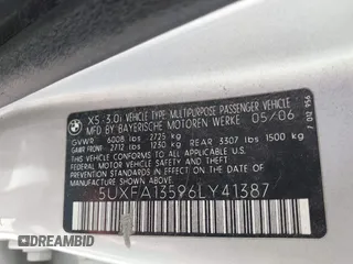 2006 BMW X5 3.0i with VIN 5UXFA13596LY41387, listed as a IAAI auction lot 42039140 with 169,696 mi miles. Bid and sale history available at carsss.com. Image 9.