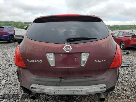 2007 Nissan Murano SL with VIN JN8AZ08W77W665623, listed as a Copart auction lot 54952035 with 208,076 mi miles and Salvage title. Bid and sale history available at DreamBid. Image 6.