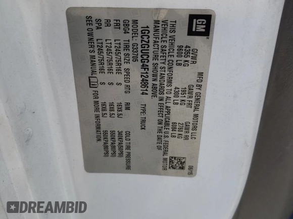 2015 Chevrolet Express Cargo with VIN 1GCZGUCG4F1248614, listed as a Copart auction lot 48747805 with 196,403 mi miles and Clean title. Bid and sale history available at DreamBid. Image 12.