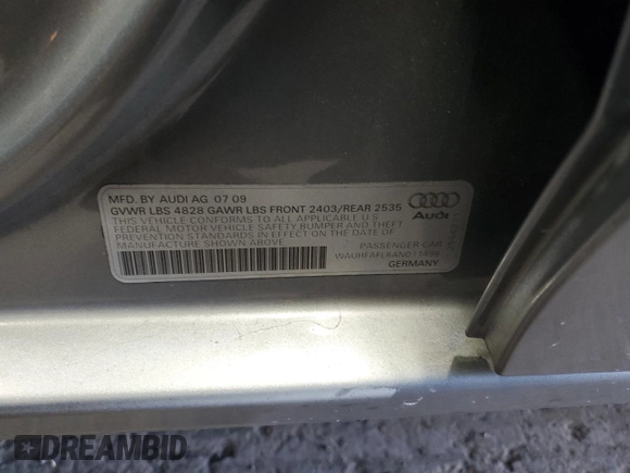 2010 Audi A4 2.0T Premium Plus with VIN WAUHFAFL6AN011496, listed as a Copart auction lot 75190904 with 0 mi miles and Salvage Title. Bid and sale history available at carsss.com. Image 12.