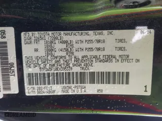 2014 Toyota Tundra 4WD Truck SR5 with VIN 5TFDW5F10EX395339, listed as a IAAI auction lot 41654654 with 238,745 mi miles. Bid and sale history available at carsss.com. Image 9.