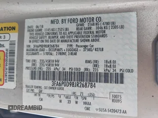 2018 Ford Fusion Titanium с VIN 3FA6P0D98JR268784, выставлен на аукционе IAAI как лот 42257897 с пробегом 145 446 миль миль и . История ставок и продаж доступна на DreamBid. Изображение 9.