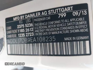 2014 Mercedes-Benz CLS-Class CLS 550 with VIN WDDLJ7DB9EA108235, listed as a IAAI auction lot 41425861 with 94,073 mi miles. Bid and sale history available at carsss.com. Image 9.