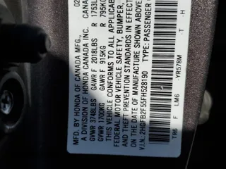 2015 Honda Civic LX with VIN 2HGFB2F55FH528190, listed as a Copart auction lot 51872405 with 175,179 mi miles and Salvage Title. Bid and sale history available at carsss.com. Image 13.
