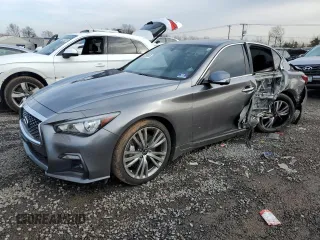 2019 Infiniti Q50 Luxe z VIN JN1EV7AR3KM594305, wystawiony jako Copart lot #43198015 z przebiegiem 117 152 mil mil oraz Szkoda całkowita • Salvage title. Historia ofert i sprzedaży dostępna na DreamBid. Obrazek 1.