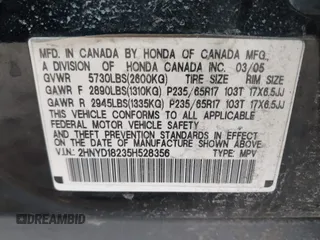 2005 Acura MDX with VIN 2HNYD18235H528356, listed as a IAAI auction lot 41815304 with 170,385 mi miles. Bid and sale history available at carsss.com. Image 9.