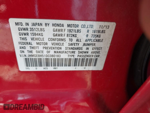2013 Honda Fit Sport z VIN JHMGE8H51DC080183, wystawiony jako IAAI lot #42178982 z przebiegiem 174 133 mil mil oraz . Historia ofert i sprzedaży dostępna na DreamBid. Obrazek 9.