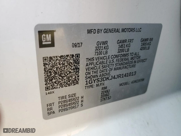 2018 Cadillac Escalade Platinum with VIN 1GYS3DKJ4JR141013, listed as a Copart auction lot 69894234 with 57,369 mi miles and Clean Title. Bid and sale history available at carsss.com. Image 13.