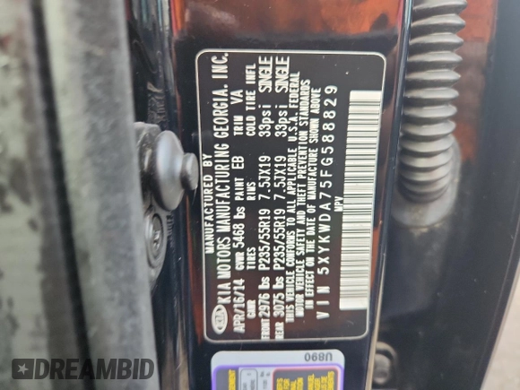 2015 Kia Sorento SX Limited with VIN 5XYKWDA75FG588829, listed as a Copart auction lot 65784085 with 139,659 mi miles and Clean title. Bid and sale history available at DreamBid. Image 13.