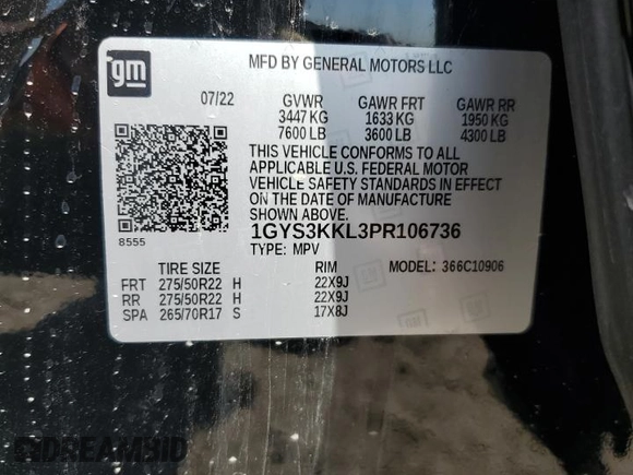 2023 Cadillac Escalade z VIN 1GYS3KKL3PR106736, wystawiony jako Copart lot #77648144 z przebiegiem 47 491 mil mil oraz Nie do naprawy • Non repairable. Historia ofert i sprzedaży dostępna na DreamBid. Obrazek 13.