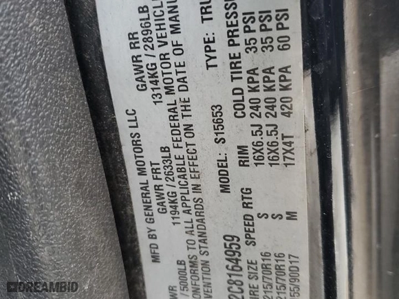 2012 Chevrolet Colorado LT w/1LT with VIN 1GCESCF92C8164959, listed as a Copart auction lot 85084444 with 162,453 mi miles and Salvage Title. Bid and sale history available at carsss.com. Image 12.