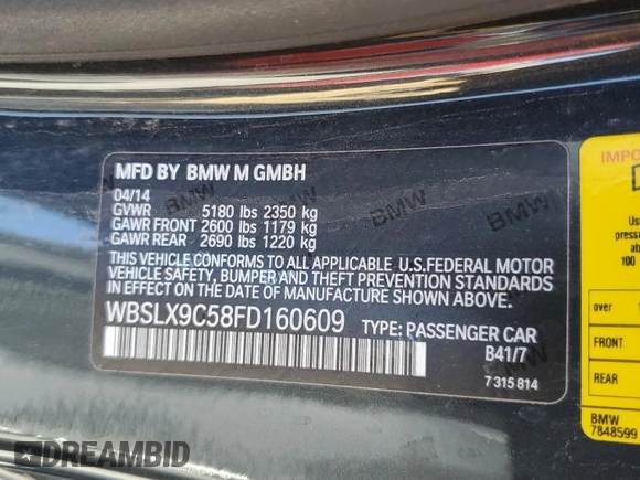 2015 BMW M6 z VIN WBSLX9C58FD160609, wystawiony jako Copart lot #56992535 z przebiegiem 52 324 mil mil oraz Tytuł czysty. Historia ofert i sprzedaży dostępna na DreamBid. Obrazek 12.