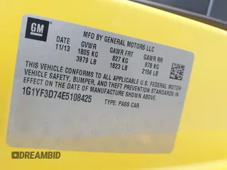 2014 Chevrolet Corvette 3LT with VIN 1G1YF3D74E5108425, listed as a IAAI auction lot 41625689 with 1 mi miles. Bid and sale history available at carsss.com. Image 9.