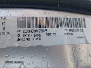 2008 Chrysler 300 LX with VIN 2C3KA43R48H251025, listed as a IAAI auction lot 41510553 with 104,103 mi miles. Bid and sale history available at carsss.com. Image 9.