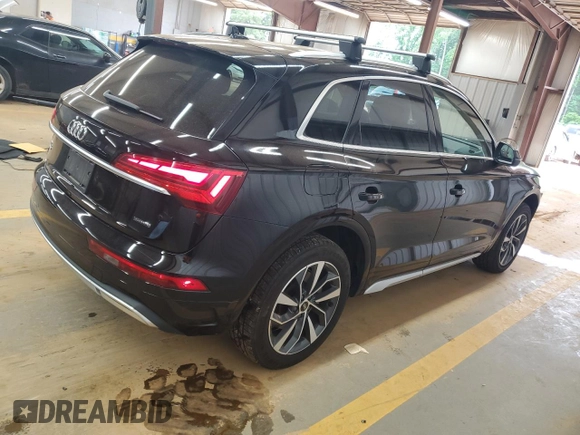 2021 Audi Q5 Premium Plus with VIN WA1BAAFY8M2116737, listed as a Copart auction lot 55652865 with 63,176 mi miles and Salvage title. Bid and sale history available at DreamBid. Image 3.