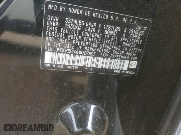 2017 Honda Fit LX with VIN 3HGGK5G5XHM707897, listed as a Copart auction lot 50936905 with 45,510 mi miles and Salvage Title. Bid and sale history available at DreamBid. Image 12.
