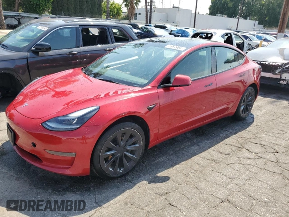 2022 Tesla Model 3 Long Range with VIN 5YJ3E1EB5NF287746, listed as a Copart auction lot 55124115 with 99,767 mi miles and Clean Title. Bid and sale history available at DreamBid. Image 1.