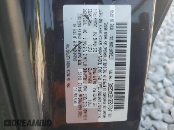 2011 Mazda CX-7 i Sport z VIN JM3ER2B57B0402849, wystawiony jako Copart lot #60302505 z przebiegiem 102 504 mil mil oraz Szkoda całkowita • Salvage title. Historia ofert i sprzedaży dostępna na DreamBid. Obrazek 14.