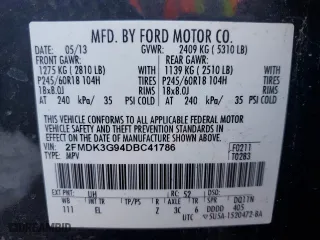 2013 Ford Edge SE with VIN 2FMDK3G94DBC41786, listed as a Copart auction lot 49638165 with 133,791 mi miles and Clean Title. Bid and sale history available at carsss.com. Image 13.