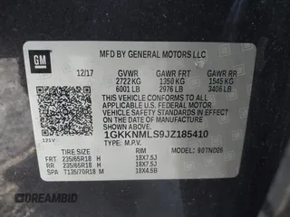 2018 GMC Acadia SLT z VIN 1GKKNMLS9JZ185410, wystawiony jako IAAI lot #41530660 z przebiegiem 117 236 mil mil oraz . Historia ofert i sprzedaży dostępna na DreamBid. Obrazek 9.