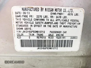 2012 Infiniti G25 Journey with VIN JN1DV6AP5CM810712, listed as a Copart auction lot 63516025 with 177,219 mi miles and Salvage title. Bid and sale history available at DreamBid. Image 12.