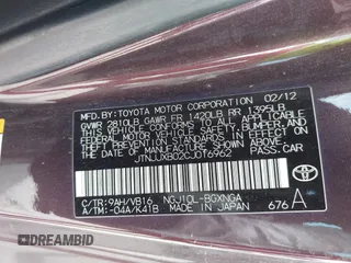2012 Scion iQ z VIN JTNJJXB02CJ016962, wystawiony jako IAAI lot #42839271 z przebiegiem 126 555 mil mil oraz . Historia ofert i sprzedaży dostępna na DreamBid. Obrazek 9.