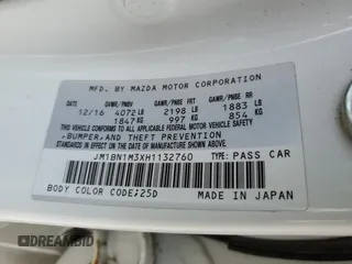 2017 Mazda 3 Grand Touring with VIN JM1BN1M3XH1132760, listed as a Copart auction lot 53936725 with 139,263 mi miles and Salvage Title. Bid and sale history available at DreamBid. Image 12.