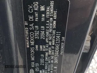 2019 Kia Forte LXS with VIN 3KPF24AD6KE120411, listed as a Copart auction lot 57106205 with 115,762 mi miles and Salvage title. Bid and sale history available at DreamBid. Image 12.