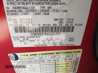 2006 Ford Freestyle SEL with VIN 1FMZK02186GA51426, listed as a IAAI auction lot 41810936 with 1 mi miles. Bid and sale history available at carsss.com. Image 9.