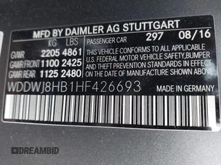 2017 Mercedes-Benz C 63 S AMG with VIN WDDWJ8HB1HF426693, listed as a IAAI auction lot 42042268 with 83,042 mi miles and . Bid and sale history available at carsss.com. Image 9.