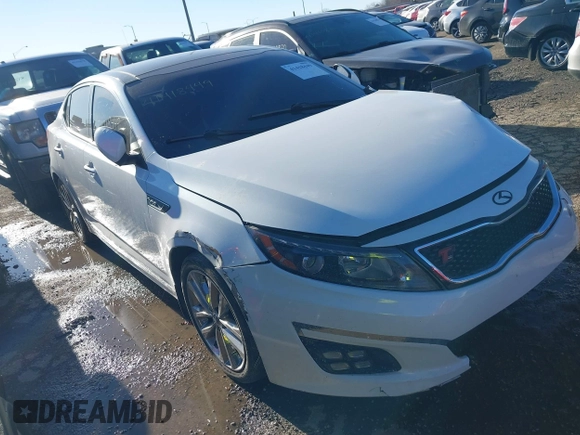 2014 Kia Optima SXL Turbo with VIN 5XXGR4A61EG343260, listed as a IAAI auction lot 41418449 with 133,555 mi miles and . Bid and sale history available at DreamBid. Image 1.