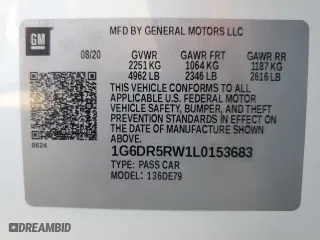 2020 Cadillac CT5 V-Series with VIN 1G6DR5RW1L0153683, listed as a Copart auction lot 76329804 with 16,633 mi miles and Salvage Title. Bid and sale history available at carsss.com. Image 13.