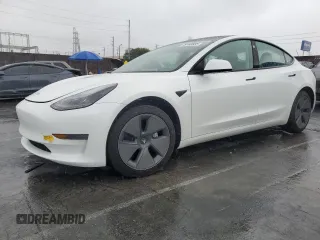 2021 Tesla Model 3 Standard Range Plus with VIN 5YJ3E1EA8MF075753, listed as a Copart auction lot 49180855 with 17,006 mi miles and Salvage Title. Bid and sale history available at carsss.com. Image 1.