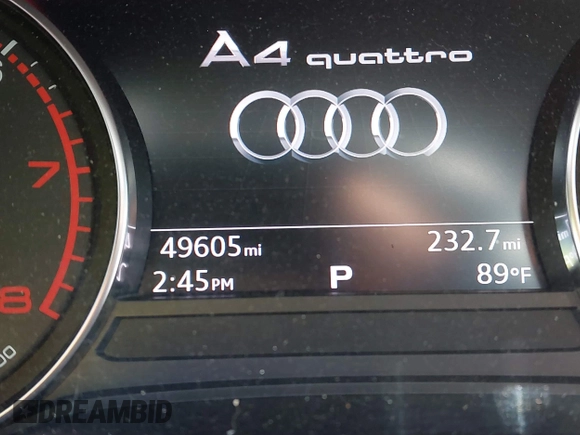 2018 Audi A4 Premium with VIN WAUDNAF47JA019737, listed as a IAAI auction lot 41506511 with 49,605 mi miles. Bid and sale history available at carsss.com. Image 15.