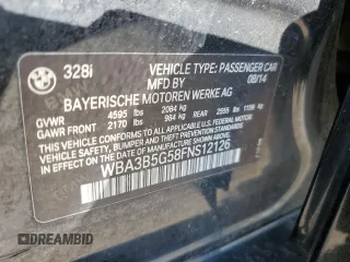 2015 BMW 3 Series 328i xDrive z VIN WBA3B5G58FNS12126, wystawiony jako Copart lot #56388875 z przebiegiem 68 386 mil mil oraz Szkoda całkowita • Salvage title. Historia ofert i sprzedaży dostępna na DreamBid. Obrazek 13.