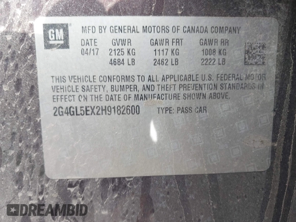 2017 Buick Regal Sport Touring z VIN 2G4GL5EX2H9182600, wystawiony jako IAAI lot #42156184 z przebiegiem 148 549 mil mil oraz . Historia ofert i sprzedaży dostępna na DreamBid. Obrazek 9.