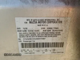 2010 Mazda 6 i Touring with VIN 1YVHZ8CHXA5M17097, listed as a Copart auction lot 56067075 with 171,389 mi miles and Clean Title. Bid and sale history available at DreamBid. Image 12.