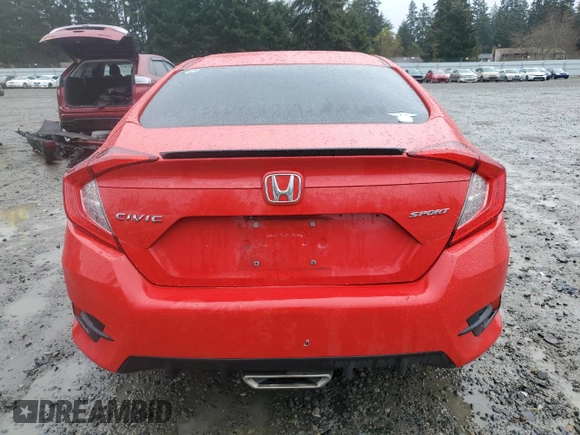 2020 Honda Civic Sedan Sport with VIN 2HGFC2F81LH524883, listed as a Copart auction lot 50175745 with 54,751 mi miles and Salvage Title. Bid and sale history available at carsss.com. Image 6.